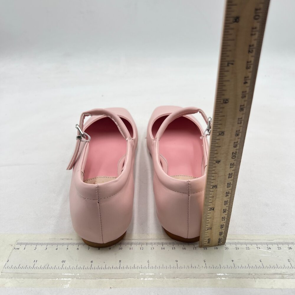 Pink Mary Jane Flats Adjustable Strap Comfortable Square Closed Toe Ballet Shoes - Picture 4 of 7
